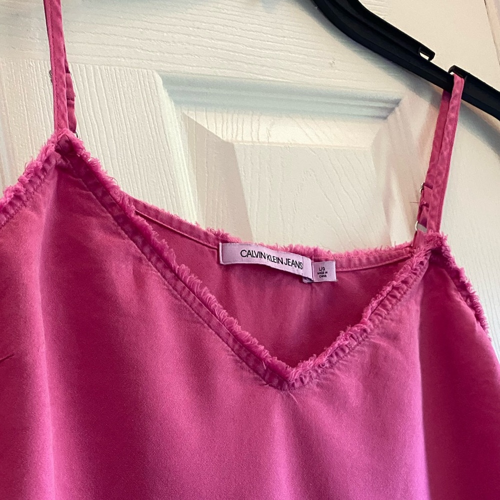 NWOT CALVIN KLEIN PINK SUMMER COTTON MINI SWIMWEAR DRESS/COVER-UP. SIZE LARGE